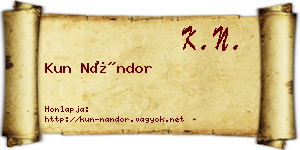 Kun Nándor névjegykártya